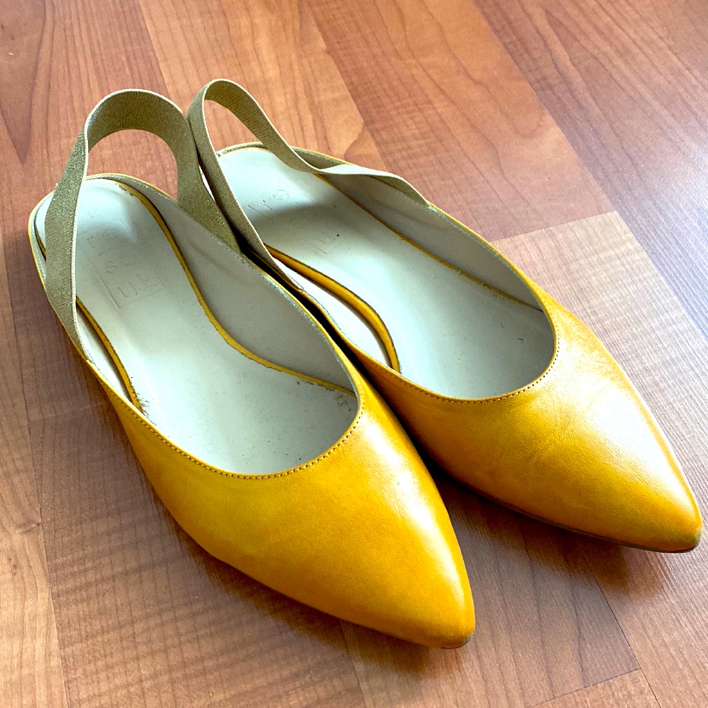 Rsoul Mustard And Gold Italian Slingback Flats